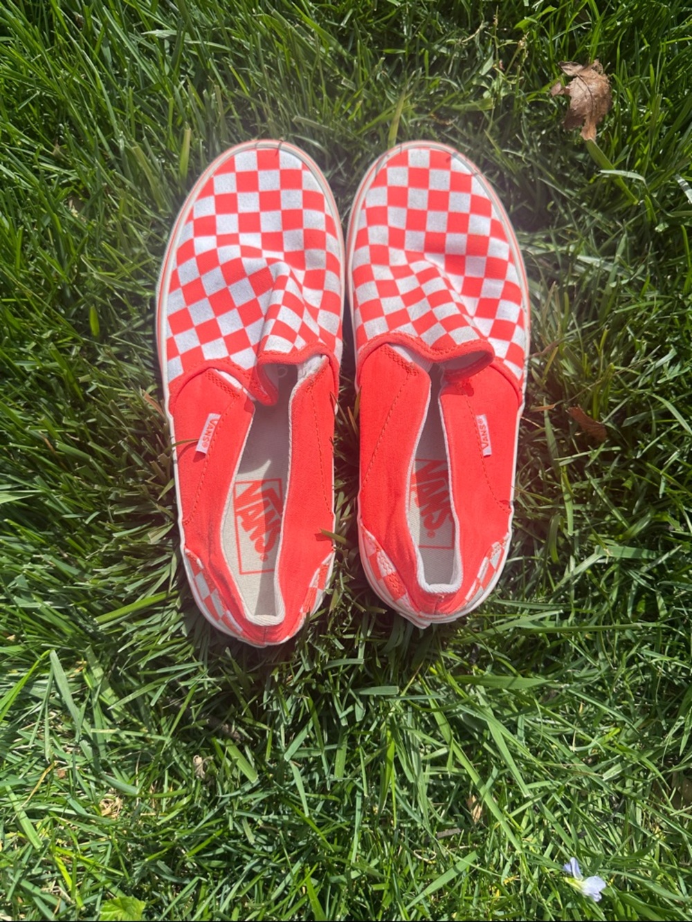 Vans Kids Slip-On Checkerboard Sneakers - Red and White